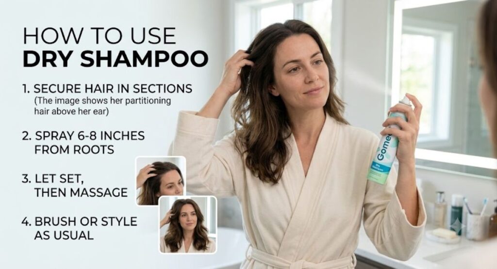 how to use dry shampoo gomeet